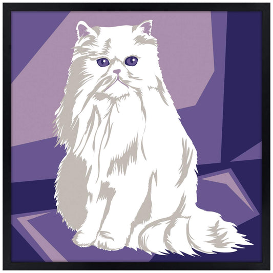 Thinking Cat 21" Square Black Giclee Wall Art