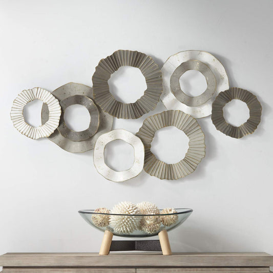 Parade 40" Wide Gray White Taupe Ridge Circle Wall Art